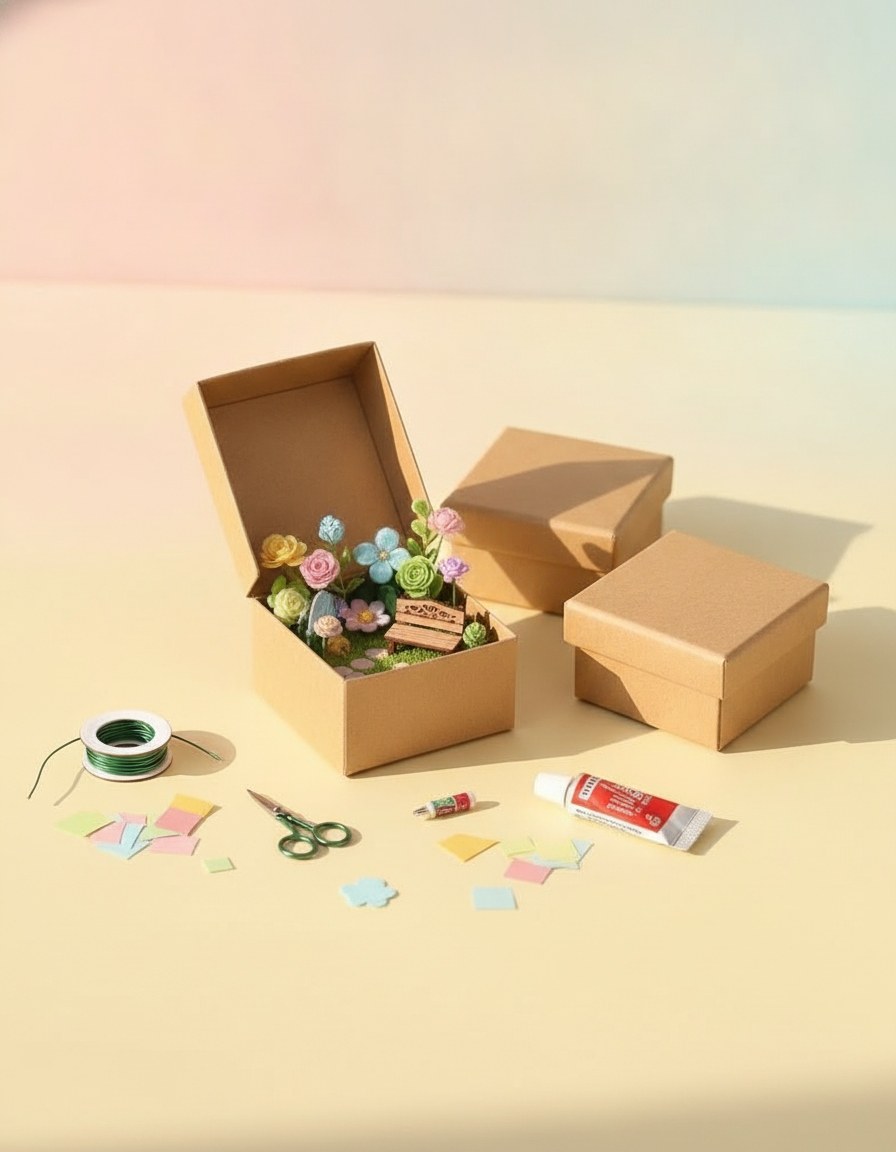 Mini-Boxen-Set aus Pappe 4-tlg quadratisch FSC 6x6x3.5cm - Kidis Art
