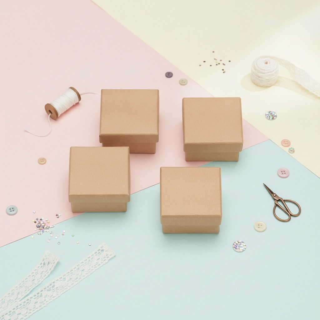 Mini-Boxen-Set aus Pappe 4-tlg quadratisch FSC 6x6x3.5cm - Kidis Art