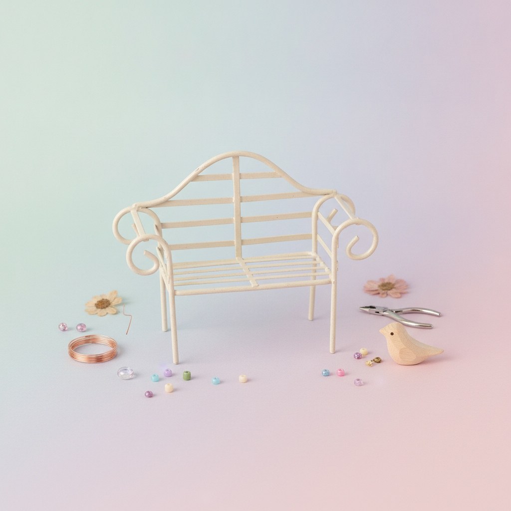 Mini-Gardening Gartenbank creme 10x4x8,5cm - Kidis Art