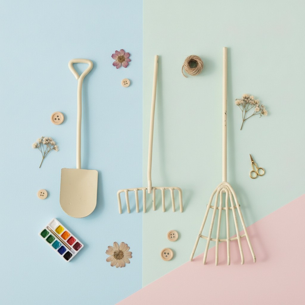 Mini-Gardening Werkzeug-Set 3-tlg creme L:12cm - Kidis Art