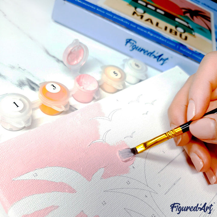 Mini Malen nach Zahlen mit Rahmen 20x20cm „Hübsches Mädchen und Schneemann“