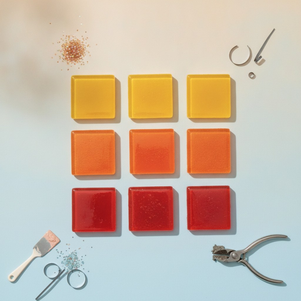 Mosaik Starter-Kit 10mm 200g , rot/gelb/orange sortiert - Kidis Art