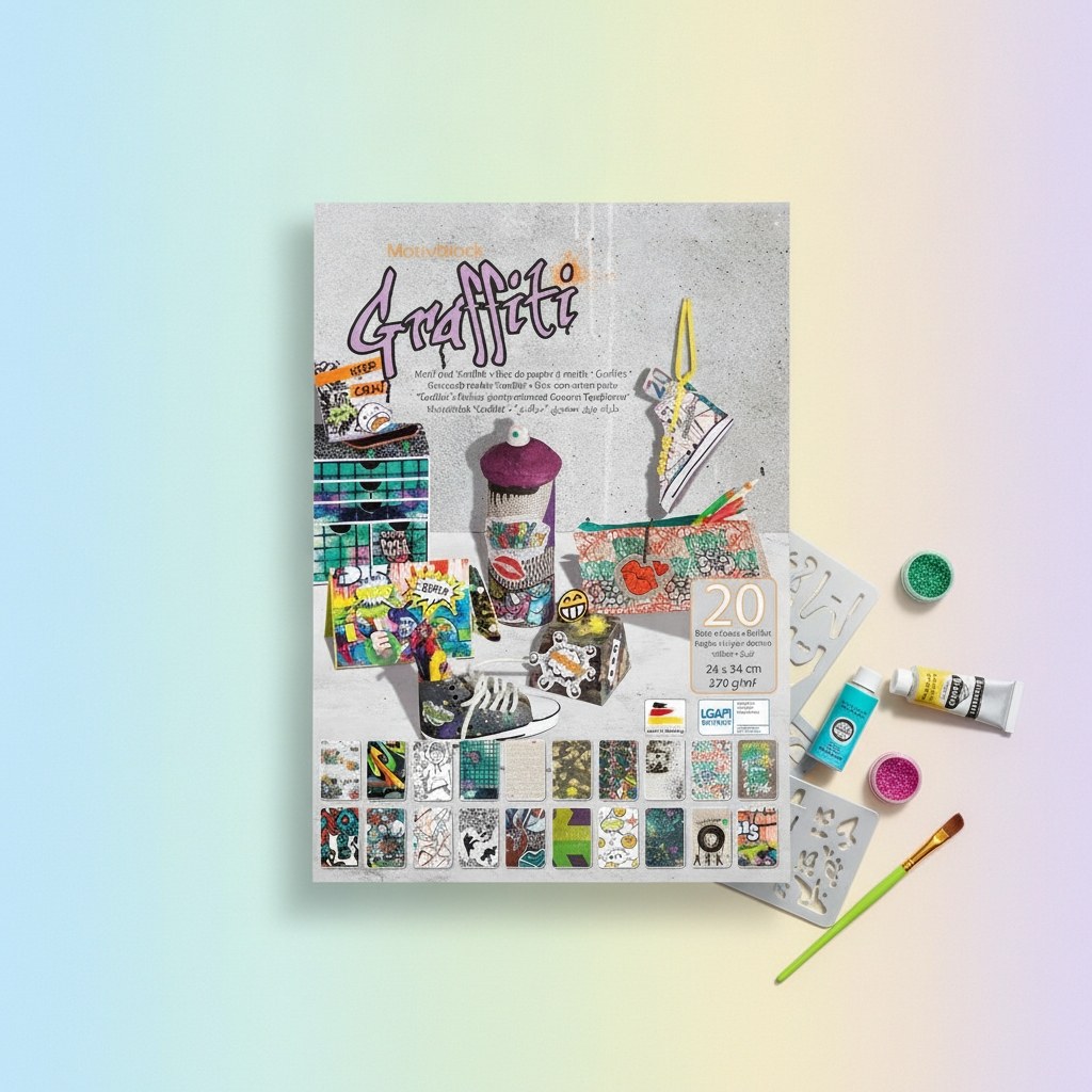 Motivblock Graffiti 24x34cm, 20 Blatt sort. - Kidis Art