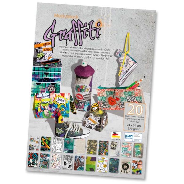 Motivblock Graffiti 24x34cm, 20 Blatt sort. - Kidis Art