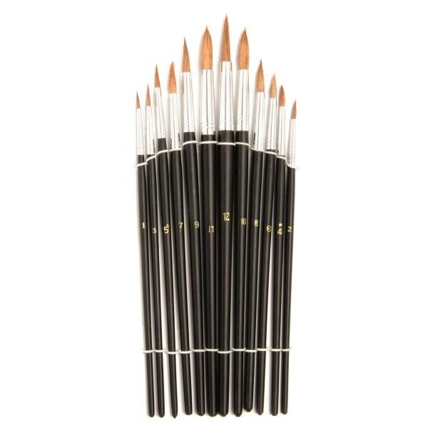 Naturhaar-Pinselset 12-teilig Gr. 1-12 Birke CN - Kidis Art