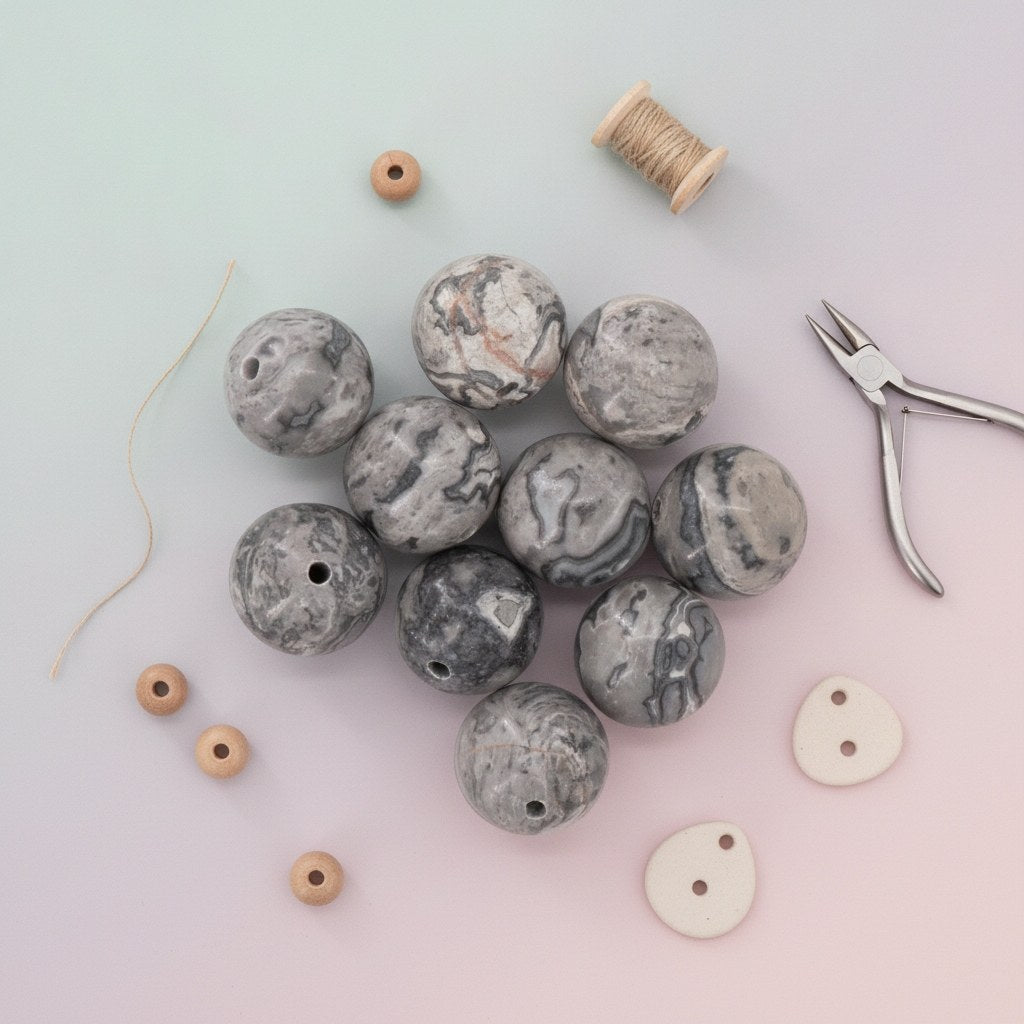 Natursteine, 10mm, 10St. Map Stone - Kidis Art