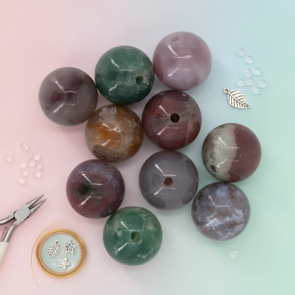 Natursteine, 10mm, 10St. India Agate - Kidis Art