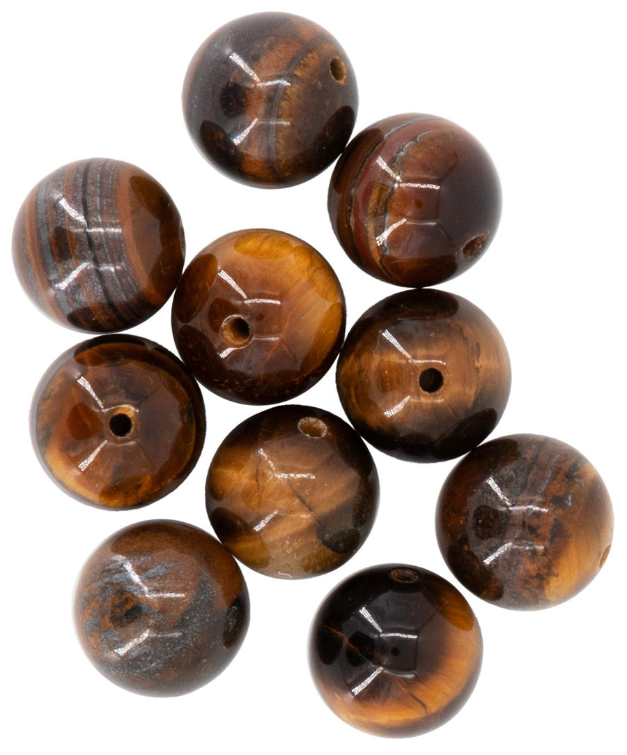 Natursteine, 10mm, 10St. Brown Tiger Eye - Kidis Art