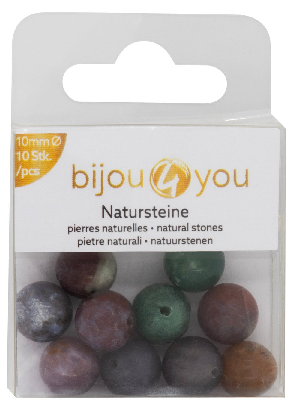 Natursteine, 10mm, 10St. India Agate - Kidis Art