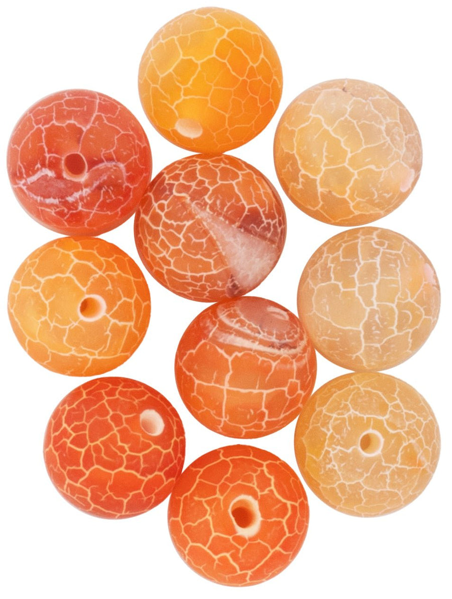 Natursteine, 10mm, 10St. Matte Cracked Agate - Kidis Art