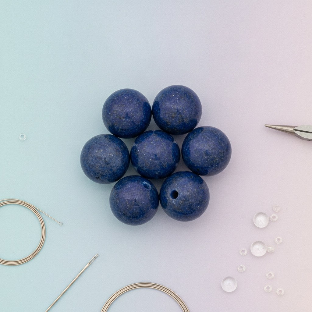 Natursteine, 8mm, 10St. Lapis - Kidis Art