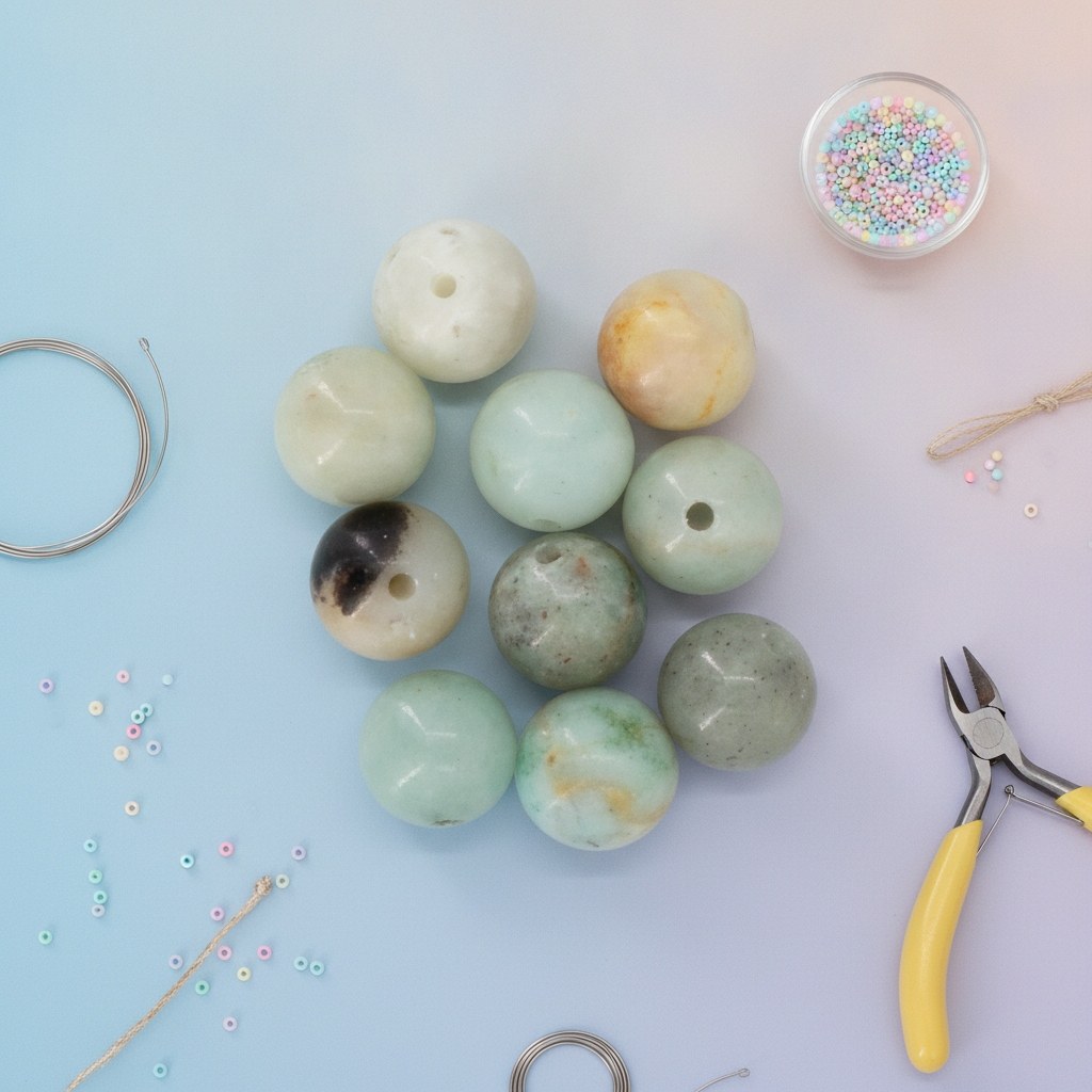 Natursteine, 8mm, 10St. Amazonyte - Kidis Art