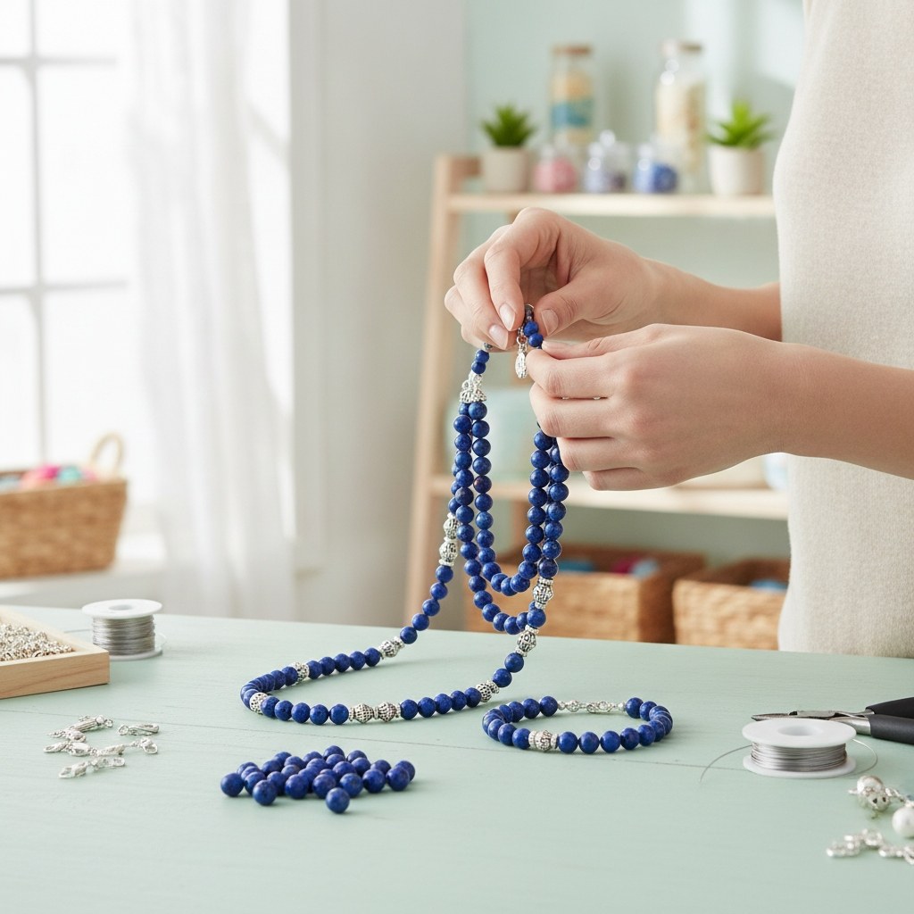 Natursteine, 8mm, 10St. Lapis - Kidis Art