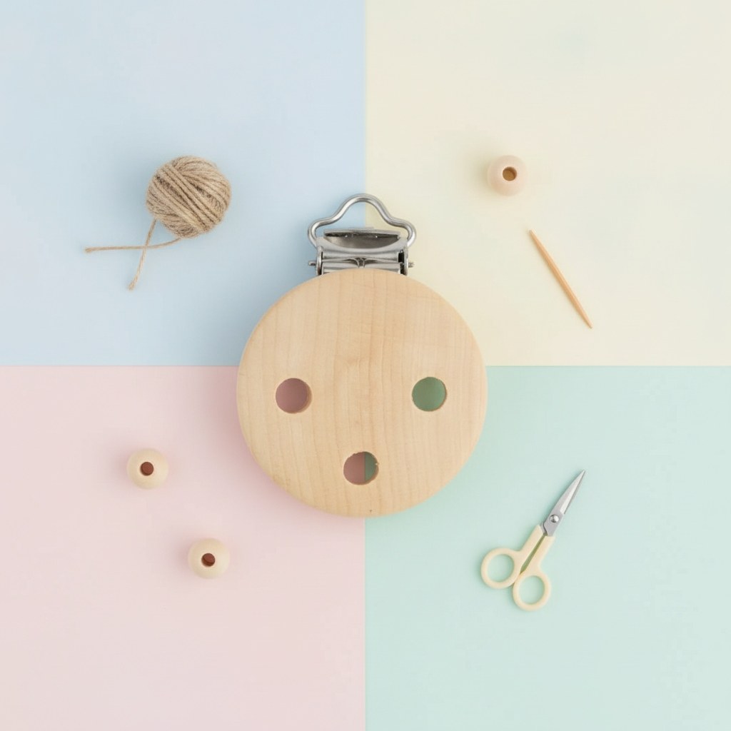 Nuggi-/Schnullerketten-Clips, 35mm, Ahorn DE, natur 1St - Kidis Art