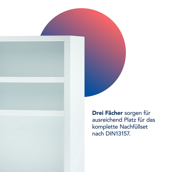 Verbandschrank DIN 13157 Weiß mit 3 Fächern