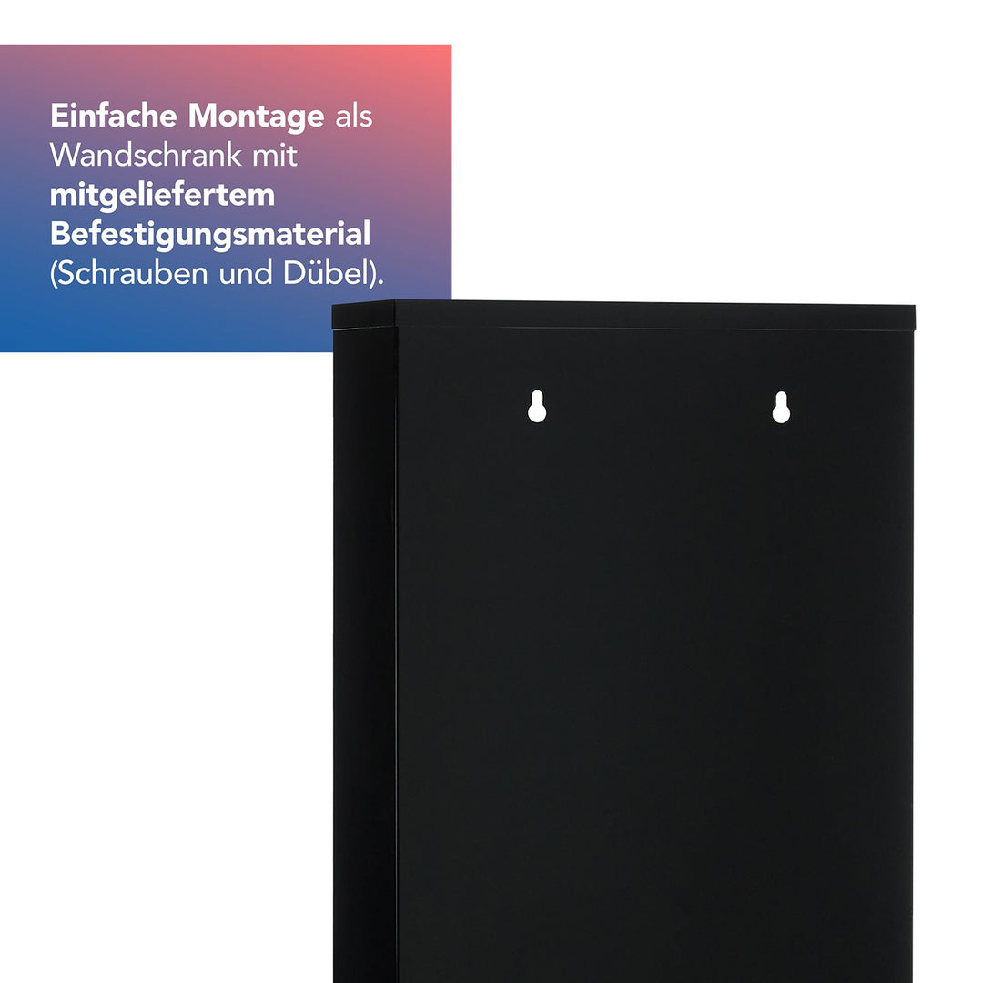 Verbandschrank DIN 13157 Schwarz mit Glastür und 3 Fächern