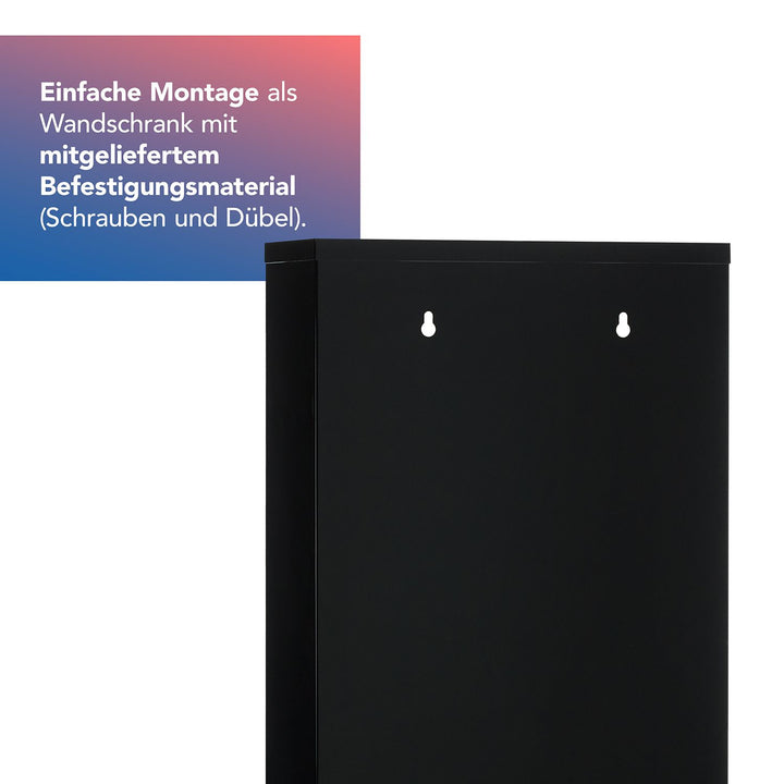 Verbandschrank DIN 13157 Schwarz mit Glastür und 3 Fächern