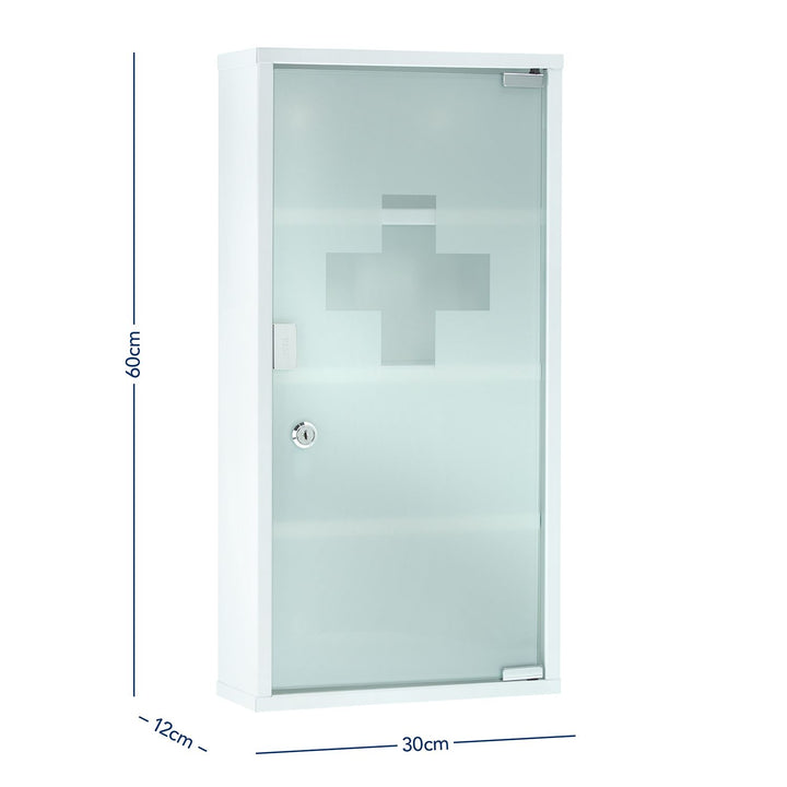 Verbandschrank DIN 13157 Weiß mit Glastür und 4 Fächern