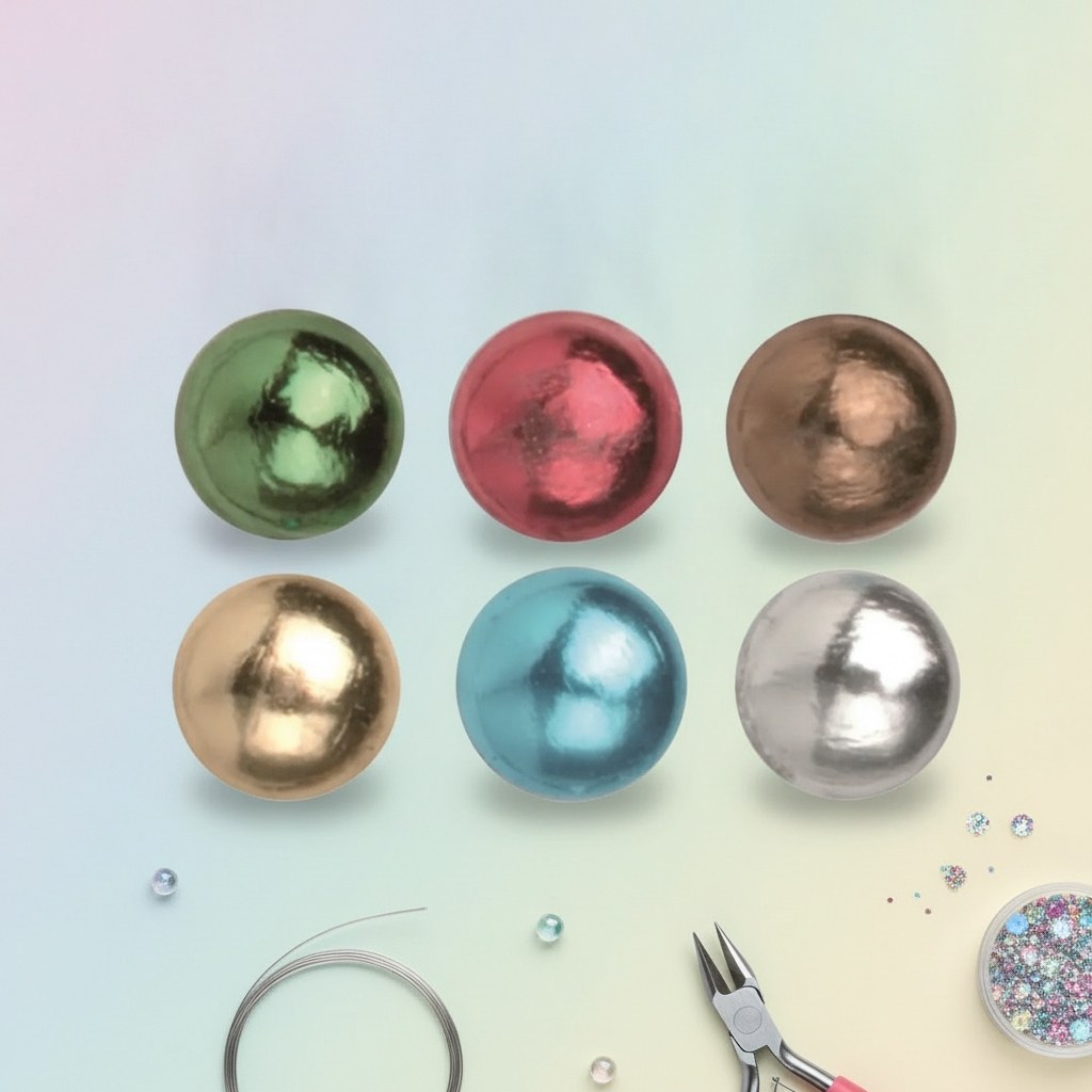 P&D Perlen halbrund 3-4mm 88St selbstklebend multicolor - Kidis Art