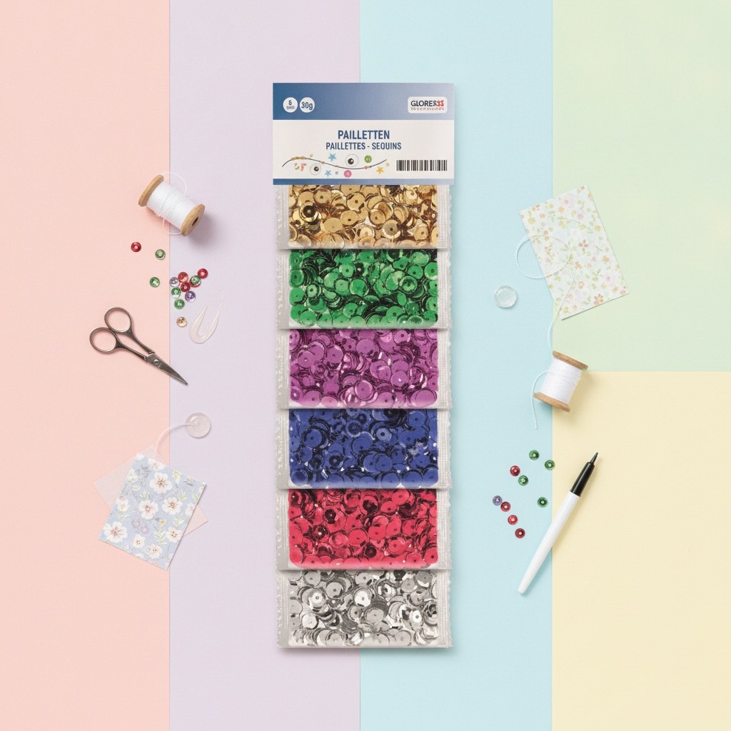 Pailletten, 6mm, 6Fb., 30g - Kidis Art
