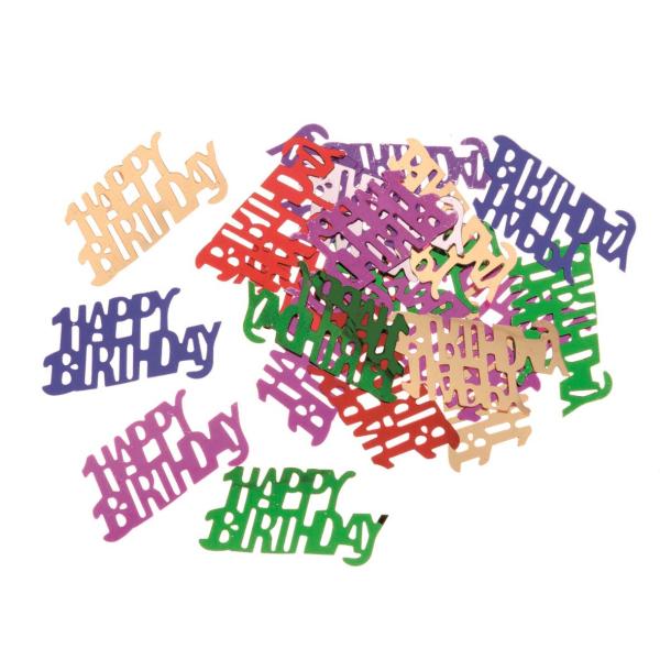 Pailletten Happy Birthday farbig 15x30mm 20g - Kidis Art