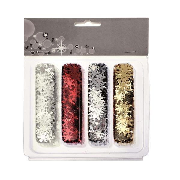 Pailletten Schneeflocken irisierend, rot, gold, silber - Kidis Art