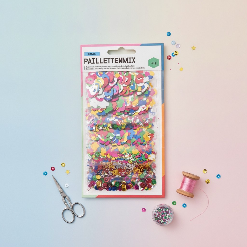 Paillettenmix ''Ganzjahr'' 40g, Formen+Farben sortiert - Kidis Art
