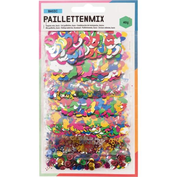 Paillettenmix ''Ganzjahr'' 40g, Formen+Farben sortiert - Kidis Art