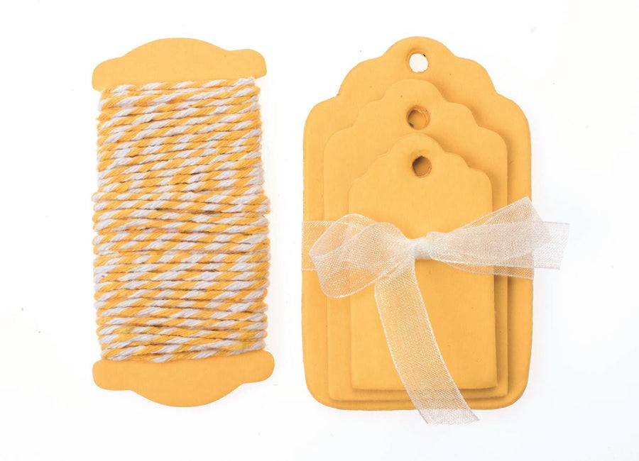Papier - Etiketten 15St gelb 5 - 8x3 - 5cm - Kidis Art