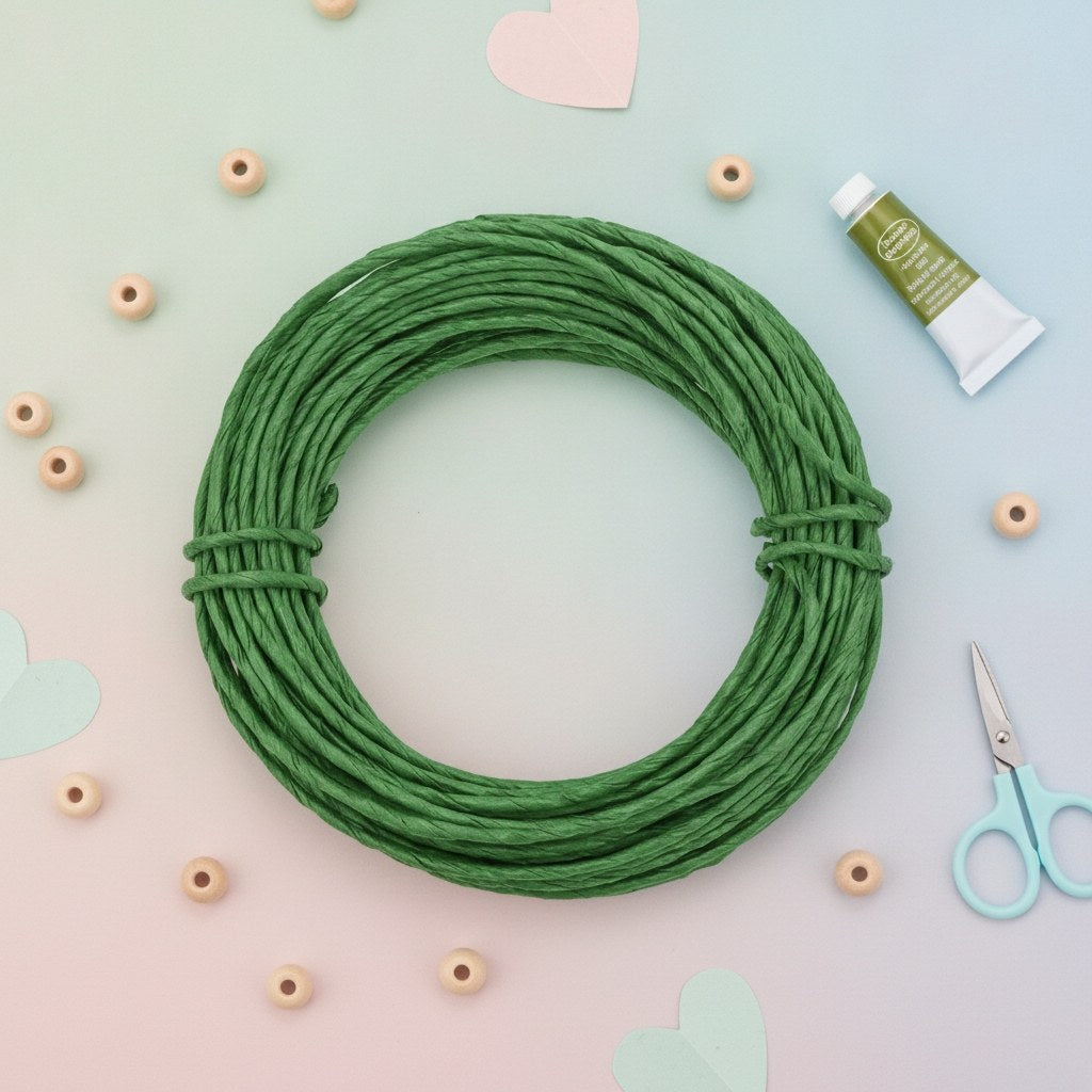 Grüne Papierwickeldraht Rolle 2mm x 10m für floristische DIY Projekte