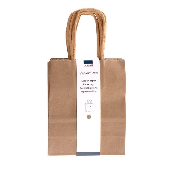 Papiertragetasche, Kordelgriff 12x15x5,5cm, natur, 10St - Kidis Art
