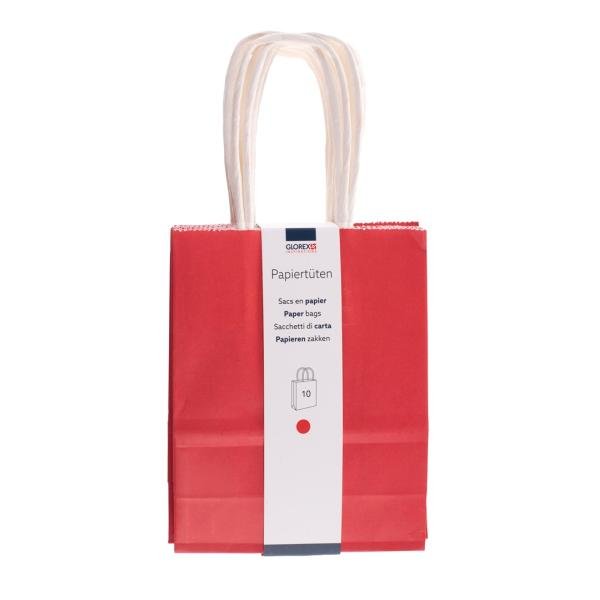 Papiertragetasche, Kordelgriff 12x15x5,5cm, rot, 10St - Kidis Art