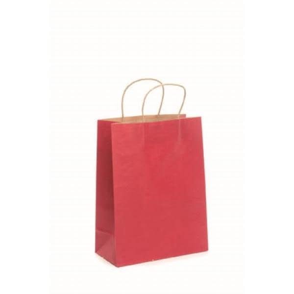 Rote Papiertragetasche mit Kordelgriff, 25x33cm, glatte matte Oberfläche