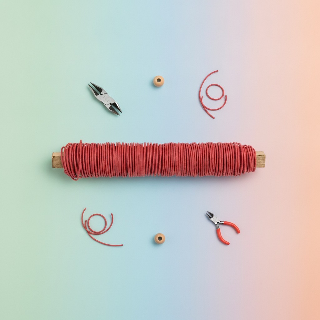 Leuchtend rote Papierwickeldraht-Spule, 0,8 mm, mit hölzernen Endkappen