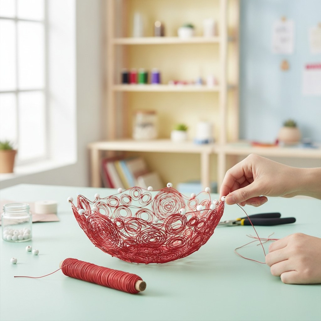 Leuchtend rote Papierwickeldraht-Spule, 0,8 mm, mit hölzernen Endkappen