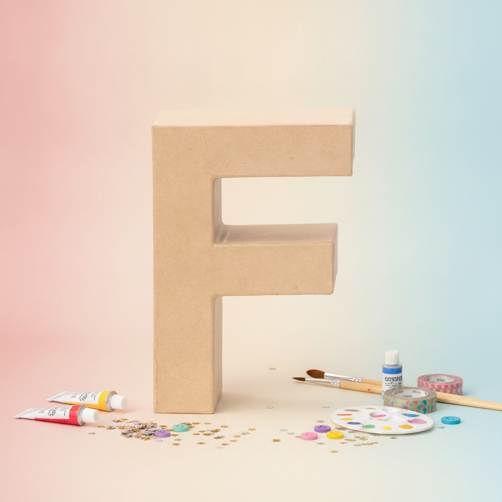 Papp-Buchstabe F 17,5X5,5cm - Kidis Art