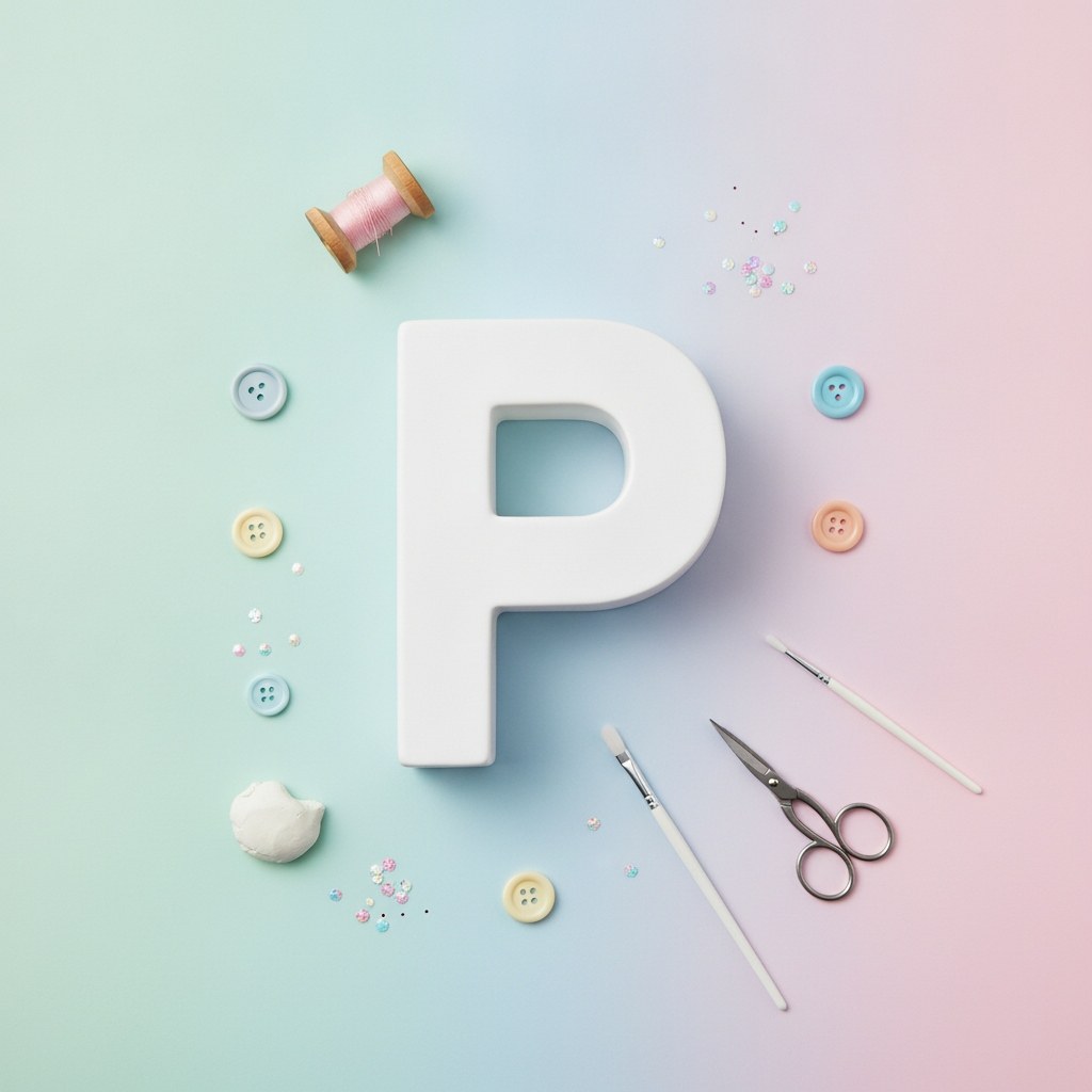 Papp-Buchstabe P 10x3,5cm FSC Mix - Kidis Art