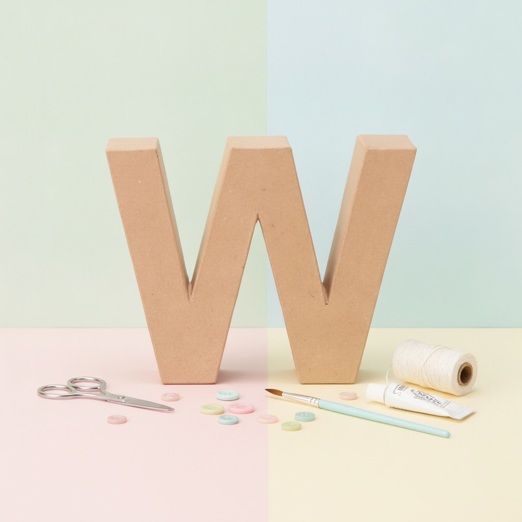 Papp-Buchstabe W 17,5X5,5cm - Kidis Art