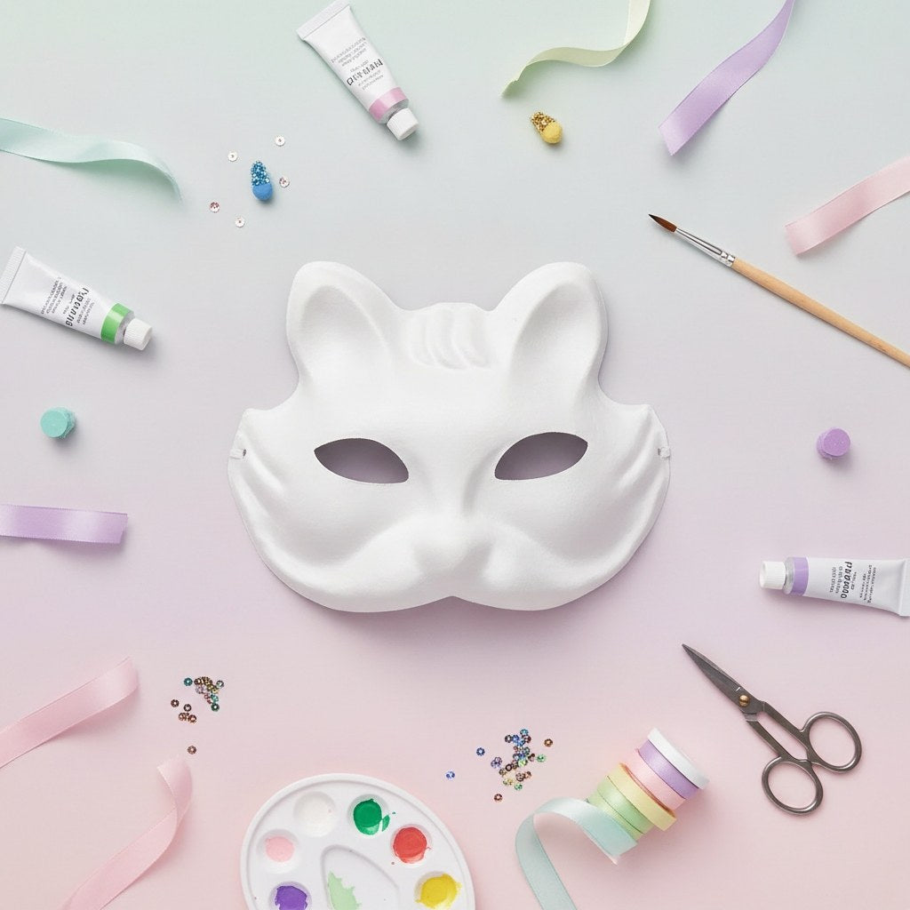 Papp-Maske Katze 22x17cm 1St - Kidis Art