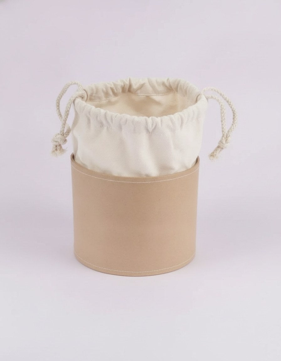 Pappbox rund H 12cm, Dia 15cm, Mit Baumwollsack FSC - Kidis Art