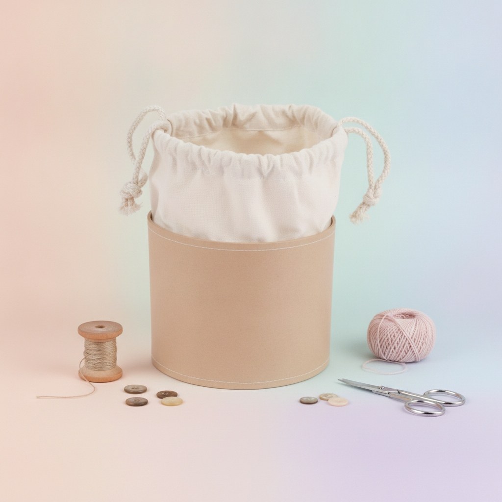 Pappbox rund H 12cm, Dia 15cm, Mit Baumwollsack FSC - Kidis Art