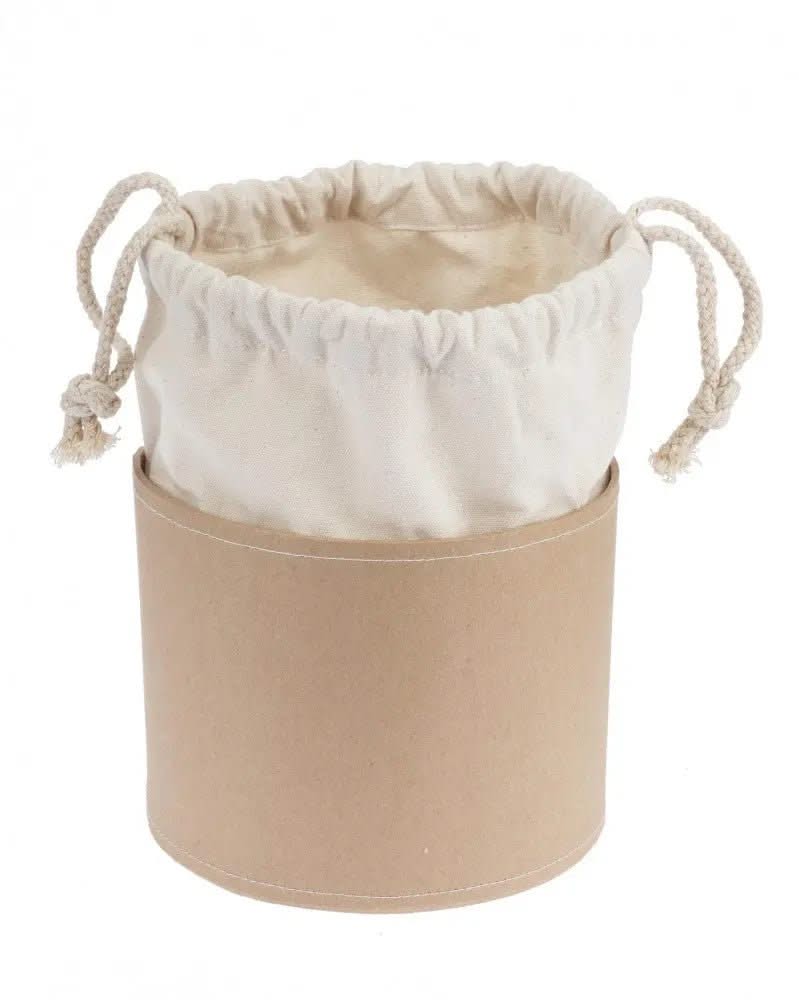 Pappbox rund H 12cm, Dia 15cm, Mit Baumwollsack FSC - Kidis Art