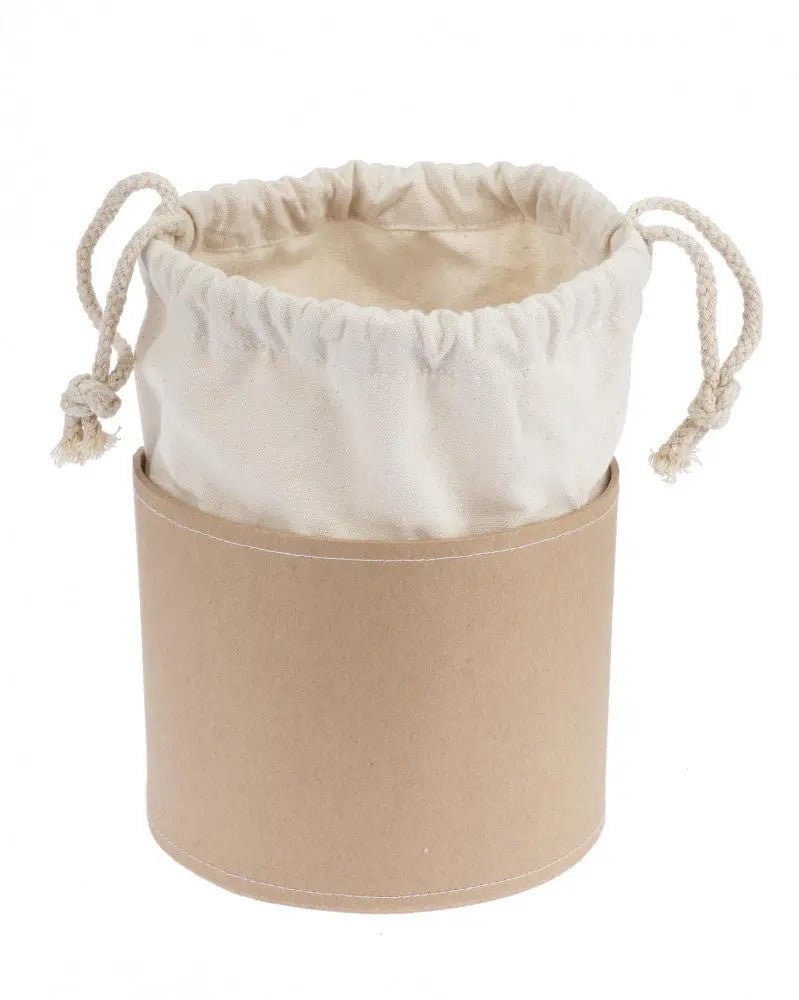 Pappbox rund H 12cm, Dia 15cm, Mit Baumwollsack FSC - Kidis Art
