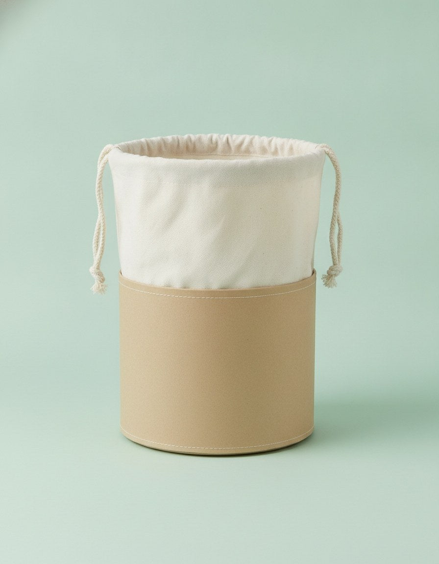 Pappbox rund H 15cm, Dia 18cm, Mit Baumwollsack FSC - Kidis Art