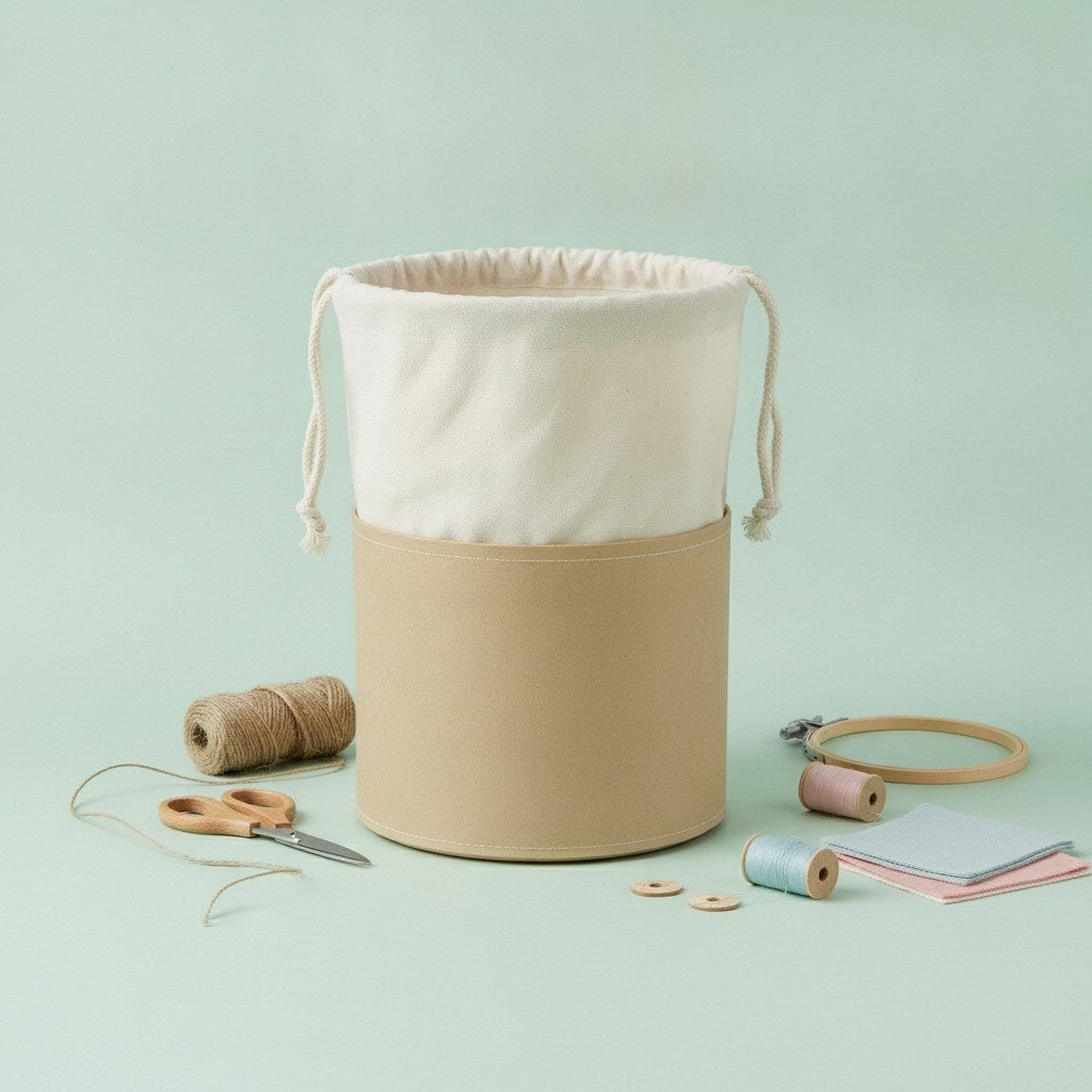 Pappbox rund H 15cm, Dia 18cm, Mit Baumwollsack FSC - Kidis Art
