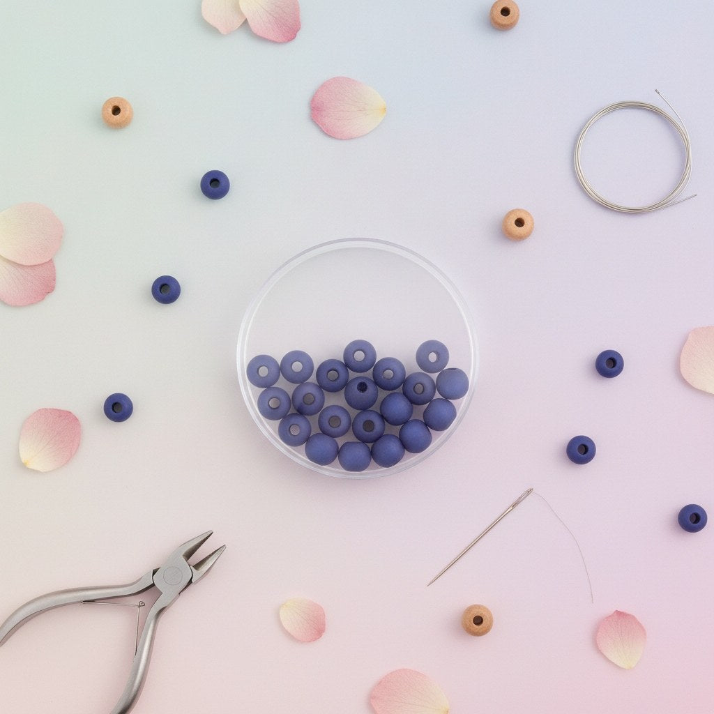 Perle 6mm Polaris matt 20St dunkelblau - Kidis Art