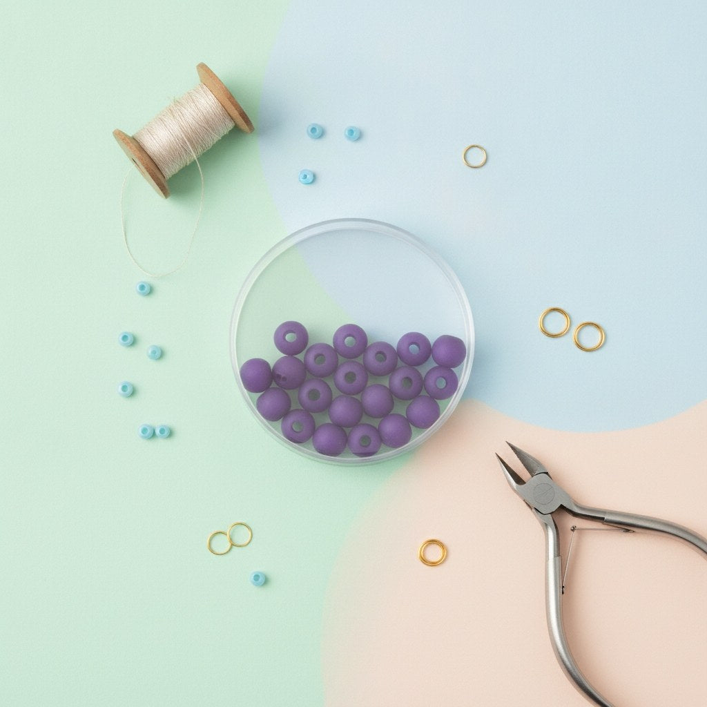 Perle 8mm Polaris matt 15St violett - Kidis Art