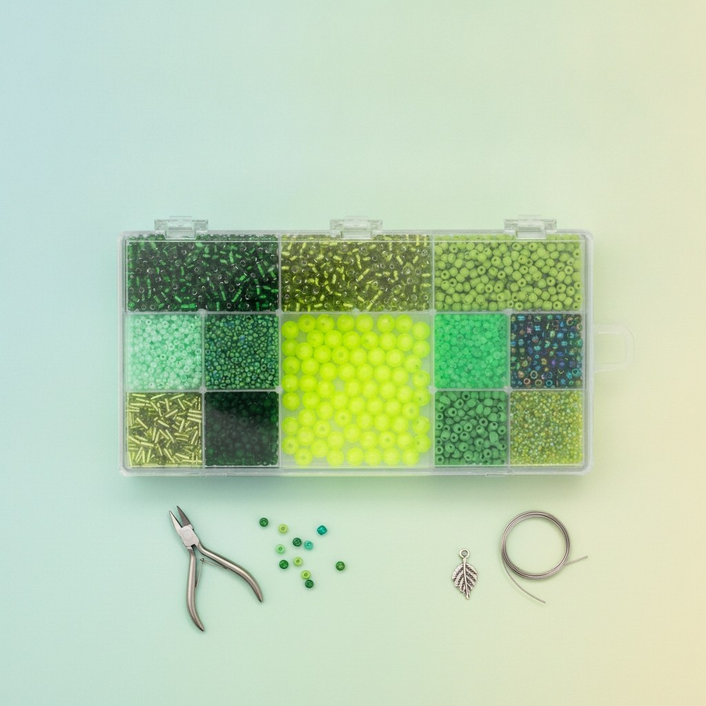 Perlen-Set, 170g grüntöne