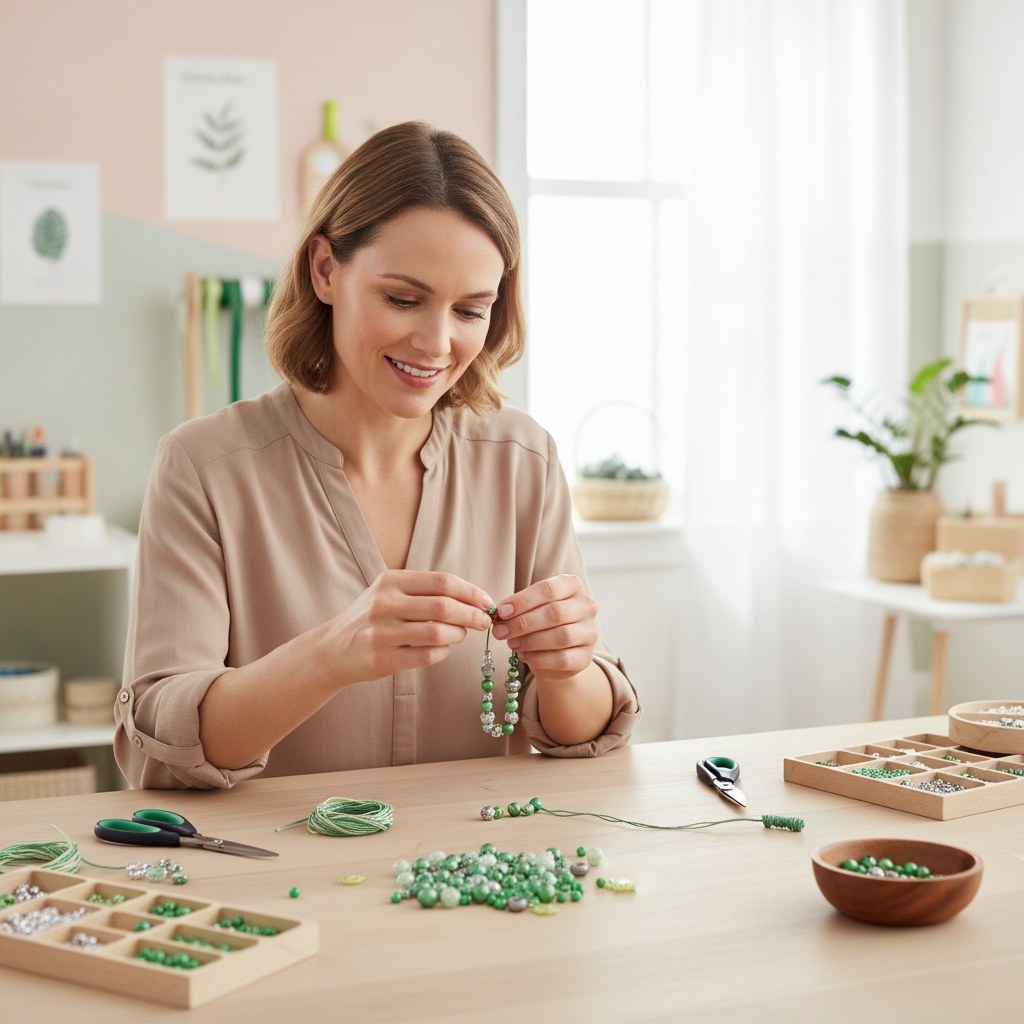 Perlen-Set grün-weiß - Kidis Art