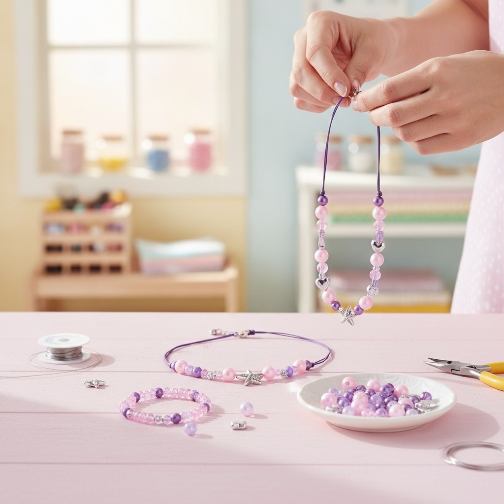 Perlen-Set lila sortiert - Kidis Art